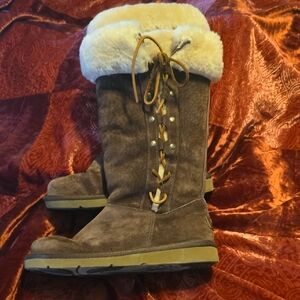 UGG Tan Suede Fur-Lined Winter Boots